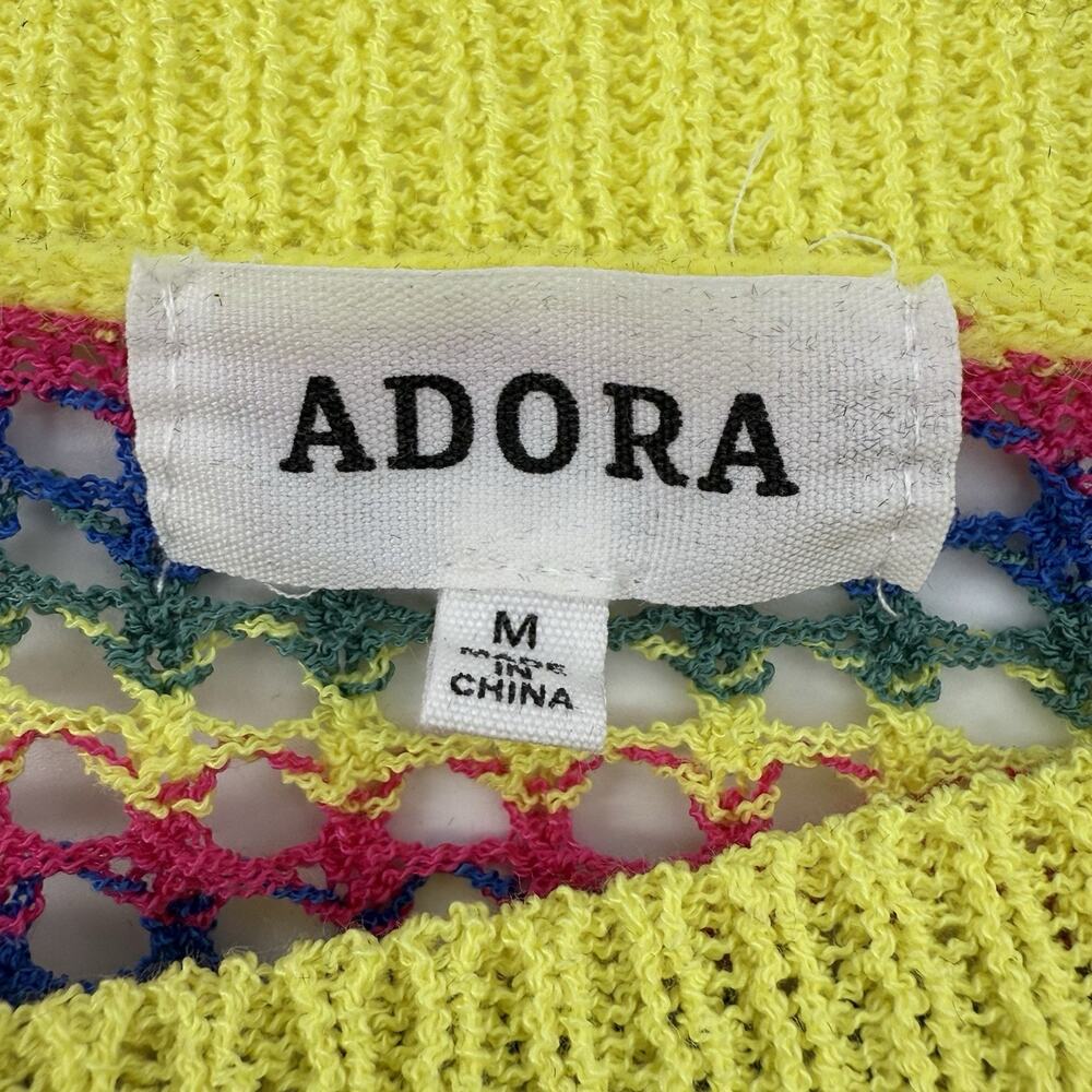 Adora Rainbow Crochet‎ Knit Sweater M Mesh Striped Neon Colorful Lgbtq+ Pride - Picture 6 of 8